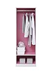 JKプラン クローゼット ワードローブ 2段 幅60 高さ180 ハンガーラック 衣類収納 ロッカータンス オープン おしゃれ 木製 スリム 棚付き ピンク FRM0121WHPK