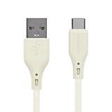 オウルテック Type-Cケーブル 1.5m シリコンケーブル 断線に強い【急速充電/3A/データ転送/480Mbps】温度センサー搭載 耐屈曲3万回以上 USB-A USB-C Type-A to Type-Cケーブル キナリ OWL-CBSRCA15-KI