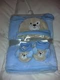 Baby Gear 3 Piece Blue Puppy Set With Booties, Hat and Blanket by Baby Gear