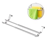 OUNONA タオルバー　タオルハンガー　ダブルタオルバー タオル 掛け 収納　タオルラック サクションカップタイプ ステンレス　収納壁掛けラック 可動タオルハンガー