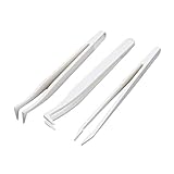 抗静的プラスチックフラット湾曲した先端ピンセットニッパー（3ピース）、12センチメートル、ホワイトa14082500ux0006