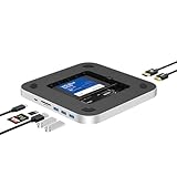 Qwiizlab デュアルドライブエンクロージャ ドッキングステーション付き Mac Mini用 10Gbps USB-Cハブ Mac Studio用 カードリーダー 104MB/秒 4K HDMI & DP M.2 NVMe/SATA SSD対応 2.5インチ SATA SSD/HDD (シルバー)