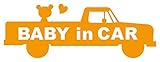 Sticker Shop Haru BABY ＩＮ CAR ステッカー アメリカンな車と小熊 20cm オレンジ