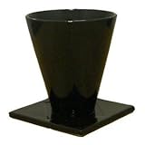 【4個入】インテリアポット(植木鉢/プランター) マグ ラウンド型/16cm 穴有/受皿付 ブラック(黒) 〔ガーデニング用品/園芸〕