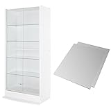 【福袋】【地球家具】コレクションラック「ワイド」新シリーズセット 幅83cm 奥行39cm 【正規品】[鍵付きコレクションケース] [耐震]（引き戸 ハイタイプ本体+背面ミラー2枚セット） ホワイト