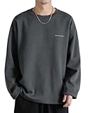 [JHIJSC] tシャツ メンズ 長袖 春 シンプル 綿 無地 ゆったり おしゃれ 大きいサイズ (XL, グレー)