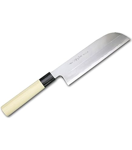 沖芝吉貞作 吉貞造 鎌型薄刃包丁 八寸 霞 白鋼