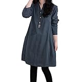 [Lopis] レディース チュニック おしゃれ シャツ ブラウス 長袖 膝丈 ワンピース スキッパー かわいい カジュアル トップス 秋 冬 夏 (M, グリーン)