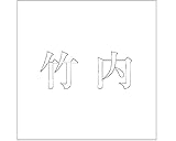 表札用名前シール 明朝体　切文字 ﾎﾜｲﾄ 表札サイズ100ミリ角(100×100ﾐﾘﾀｲﾌﾟ板用) 竹内