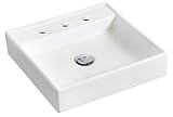 American Imaginations AI-1121 Wall Mount Square White Ceramic Vessel With 8-in. o.c. Faucet Drilling