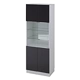 JKプラン Alnair　リビング収納庫 コレクションケース（鏡面仕上げ） 幅60cm ダークブラウン FAL-0013-DB