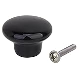 (Black) - VORCOOL 5pcs Ceramic Door Knobs Drawer Knobs Pull Handles Durable Round Ceramic Kitchen Cu
