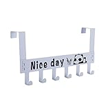 ドア掛けフック ハンガー パンダ 取り外し可能 ストレージラック 6フックホルダー ホームオーガナイザー コートタオルバッグ 子供部屋 メタルローブ キッチン用 (ホワイト)