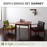 ダイニングセット 3点セット【DARNEY】Bタイプ(テーブル幅90cm+1人掛けソファ×2) モケットグリーン×バイキャストブラック ソファ&amp;ダイニングセット【DARNEY】ダーニー