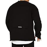 [メチーエング] ロングスリーブTシャツ メンズ 長袖 tシャツ 綿 無地 トレーニングウェア ロンT スウェットシャツ 大きいサイズ ブラックXL