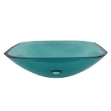 Kingston Brass EVSQFG4 Fauceture Square Tempered Glass Bathroom Vessel, Emerald Green by Elements of