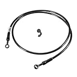 Hihaha バイク用 ブレーキホース クラッチホース/角度 28°+90° 耐久性/黒 1セット 140cm