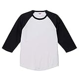 [ユナイテッドアスレ] Tシャツ ロンT 長袖T 七分丈 ラグラン ロングスリーブ 長袖 無地 5.6onz(オンス) 5045 (ホワイト-ブラック, M)