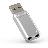 USB 3.5mmイヤホンジャック変換アダプタ、Cubilux 192KHz / 24ビッUSB A外付けサウンドカード、 USBオス4極3.5 mmメス イヤホン ヘッドホン オーディオ変換ドングル、PS5、MacBook、Windows PC対応