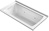 KOHLER K-1947-LH-0 Archer 60" x 30" Alcove Whirlpool with Tile Flange, Heater and Left-Hand Drain, W