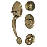 Ultra Hardware 45028 Cheltenham Entry and Double Cylinder Deadbolt Antique Brass Handle Set Kw1 by U