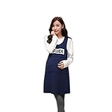 Lecpra (レクプラ) ワンピース アンサンブル 授乳口付 マタニティ 授乳服 ネイビー グレー ( L XL ) 長袖 (XL, 藍色)