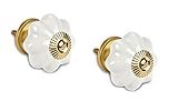2" White Ceramic Pumpkin Drawer Pulls or Cabinet Knobs - Set of 2 [並行輸入品]