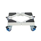 ミニ 冷蔵庫置き台 かさ上げ 置き台 高さ 10.5cm 洗濯機 台 キャスター付き 食器洗い乾燥機 スライド台 台車 伸縮式 幅/奥行 30-48cm 空気清浄機 底上げ 台 家電ブラケットベース 4輪 (ホワイト)