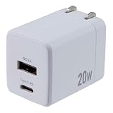Digio2 USB AC充電器 20W PD対応 Type-C + USB A ホワイト Z4315