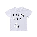 Tシャツ 女の子 男の子 赤ちゃん ラウンドネック 半袖 英字パターントップ 子供服 （18-24ヶ月2-5歳） (2-3歳, ホワイト)