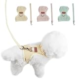 【Charming Club】犬 ハーネス 首輪 リード 犬猫兼用 小型犬 軽量 便利 柔らかく 抜けない 通気性あり 引っ張り防止 歩行補助 散歩 調節可能 取付やすい S 1-3.5kg 子犬 子猫 超小型犬 犬猫通用 チワワ 格柄 (イエロー, S)