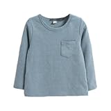 enchante petit(アンシャンテ プティ) キッズ 子供 胸ポケット付もっちりベーシック長袖カットソー≪全12色≫ 140cm #ダスティブルー