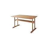 ナチュラル／【幅120cm】ストライプ生地 便利 おしゃれ 棚付き 木目 ウレタン塗装