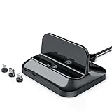 iphone MicroUSB Type-C 3端子付属 3in1対応 マグネット着脱式 充電 スタンド 充電ドック 2.1A 過充電防止 スマホ 携帯 ライトニング lightning usb タイプc typec Android 充電スタンド データ転送 ケーブル 急速充電 黒