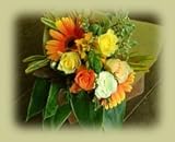 黄色オレンジ系の花束、誕生日やお祝いや記念日に花ギフトのプレゼント【BFM】