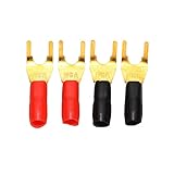 4 個 Y型プラグ Yラグ端子 バナナコネクター ゴールドメッキスペードフォーク Y タイプバナナプラグ スピーカーケーブルU型 スプリットプラグ コネクタフォーク スピーカースペード ターミナルネジロックプラグ用 DIYスピーカーワイヤ 絶縁コネクタ電気圧着端子 スピーカープラグアダプタオーディオ端子 [並行輸入品]