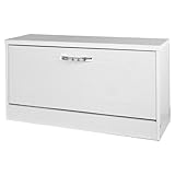 フラップシューズボックス1段 (ホワイト) 【スリム(薄型)/フラップ扉/背面オープン仕様】