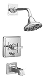 KOHLER K-T13133-3B-CP Pinstripe Rite-Temp Pressure-Balancing Bath and Shower Faucet Trim, Polished C