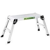 RIKADE 足場台 アルミ 脚立 洗車台 踏み台 脚立台 耐荷重150kg 折りたたみ アルミ洗車台 作業台 軽量 滑り止め 洗車 屋内 幅広 (シルバー)