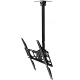 テレビ天吊り金具 テレビ天井吊り金具 32-65インチ 360°回転 左右上下角度調節 ポール最長54-89cm上下伸縮可能 (3m)
