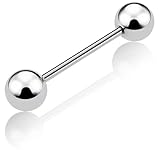 [From da Phactory] フロム ダ ファクトリー サージカルステンレスシリーズ ストレートバーベル 軟骨ピアス (14G,シャフト18mm,ボール4mm,メタルカラー ステンレスシルバー)