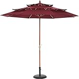 木製ガーデンパラソル「3段パラソル 270cm」【FBC】ワインレッド(#9879564-20011)サイズ：幅270×奥行270×高さ239.5cm
