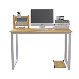 HUISEN&amp;HosHo 学習テーブルサイドデスク ワークデスク オフィスデスク パソコンテスク  横幅120×奥行き60×高さ75cm 木制 本棚付き PC本体収納付き 木目調 組立簡単（ナチュラル）