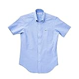 [HITOYOSHI(ヒトヨシ)/KUMAMON 半袖]人吉シャツ オックス ボタンダウンシャツ のぞきくまモン(ブルー/M)[5293-021-B02]