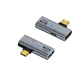 Type-C変換アダプタ 2-in-1 タイプC+Aデュアルポート 分岐ポート USB-A OTGアダプター USB 3.2 10Gbps高速データ転送 PD100W急速充電 LEDライト付き OTG機能 type-c l字 変換 アダプター for i Phone15/16/17シリーズ/MacBookPro/PadPro/for Switch2などTypeC端末に対応 (グレー)