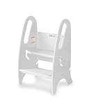 [little partners（リトルパートナーズ）]手すり付きステップ｜洗面台 2段階高さ調整可能な踏み台 キッズステップ 作業台ステップ キッズ用 (ホワイト)
