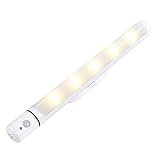 LEDセンサーライト 人感センサーライト ledライト 電池 懐中電灯 乾電池式 省エネ 超寿命 テープ マグネット付き 貼り付け型 階段・クロゼット・ロッカー・玄関・洗面所 自動点灯 消灯 夜間ライト (電球色)