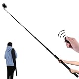 lapset 【シャッター付きで遠隔操作】 自撮り棒 長い ロング スマホ iphone対応 アクションカメラ 軽量 収納袋付き Bluetoothリモコン付き 5m