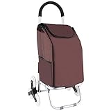 Rxbdk ショッピングトロリー階段を上げる折りたたみ式ロッド荷物用トレーラーアルミニウム合金ブラウン