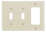 Bryant Electric NPJ226LA Wallplate, Nylon, Mid-Sized, 3-Gang, 2 Toggle, 1 Decorator/GFCI, Light Almo